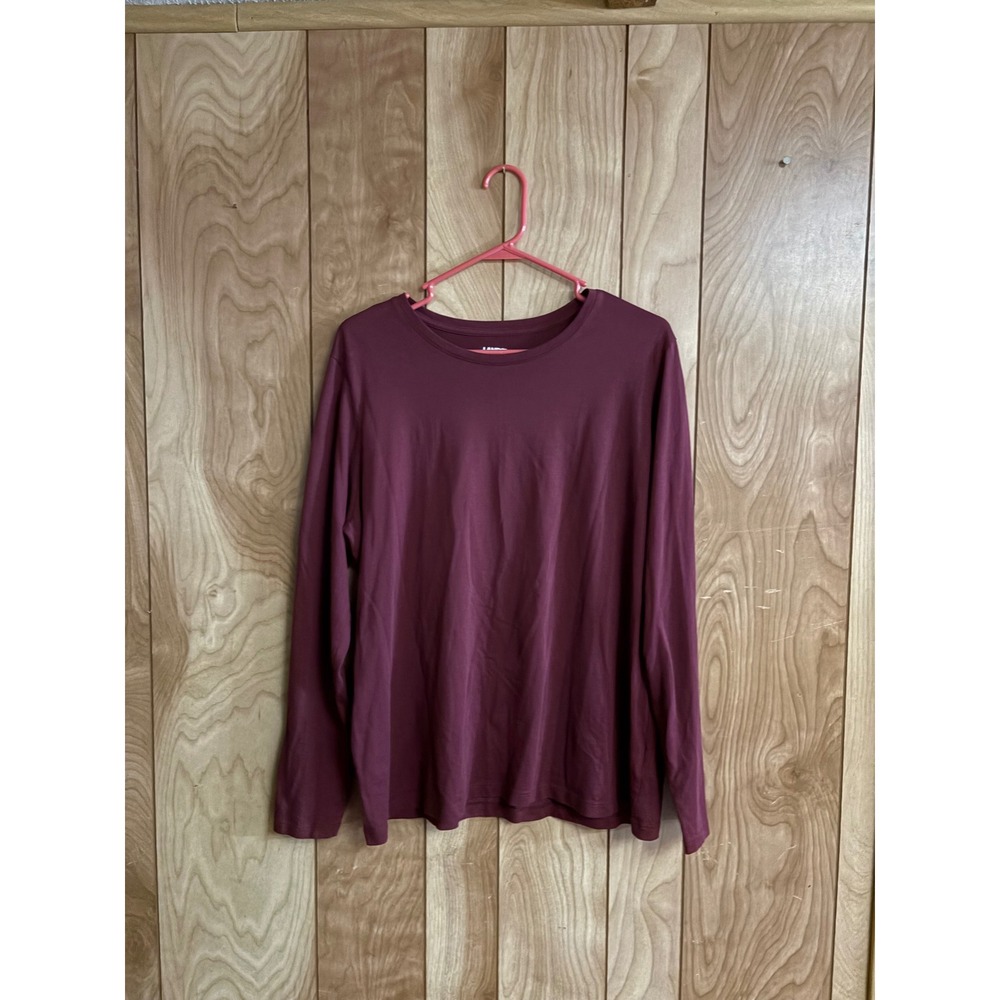 Lands' End Kids XL 18 Burgundy Long Sleeve 100% Cotton Crew Neck Tee Shirt